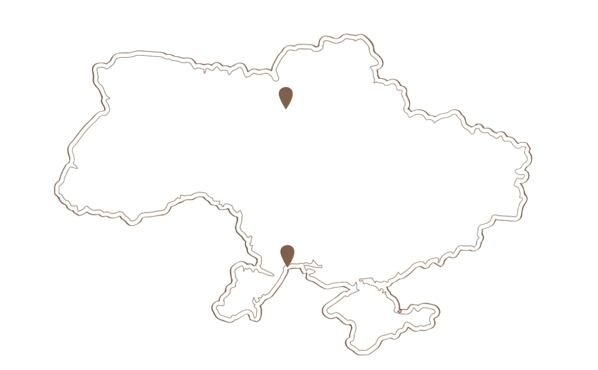 Map with Kyiv and Odesa